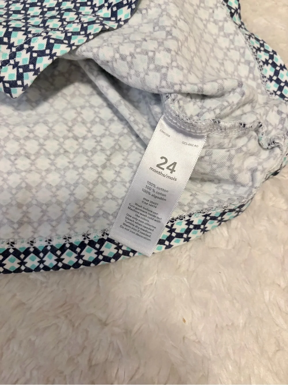 Carter's Toddler Girls' Geometric Print Pom-Pom Ruffle Cami Top size 24 months